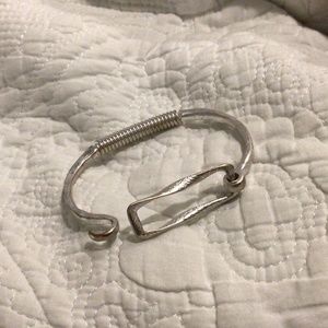 Fish hook silver geometric bracelet
